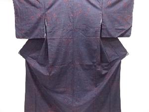 草花模様織り出し手織り紬着物